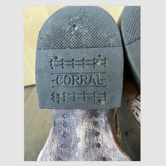 Corral Teen Shiny Inlay Western Boots Square Toe Size 2.5T Leather Cowgirl - Picture 11 of 11